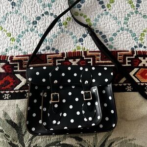 Polka Dot Navy and White Satchel